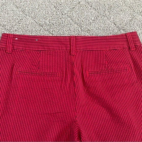 Ann Taylor Loft Shorts Womens 4 Red Seersucker Striped Stretch Chino Pockets - Picture 9 of 10